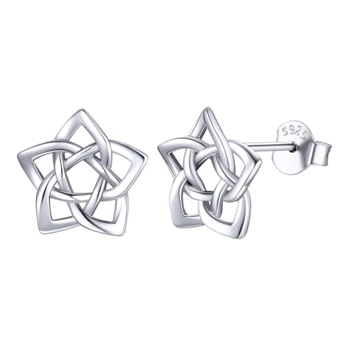 Image of ChicSilver Earrings for Women 925 Sterling Silver Star Earring Studs Irish Knot Jewellery Cute Silver Earrings for Her