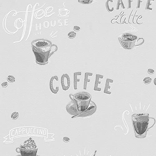 Image of YöL Grey Coffee House Wallpaper Paste The Wall Vinyl Kitchen Textured Home Decor DIY