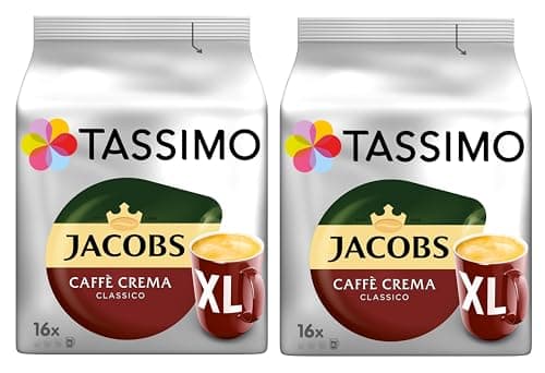 Image of Tassimo Jacobs Caffe Crema Classico XL Coffee Pods x16 (Pack of 2, Total 32 Pods)