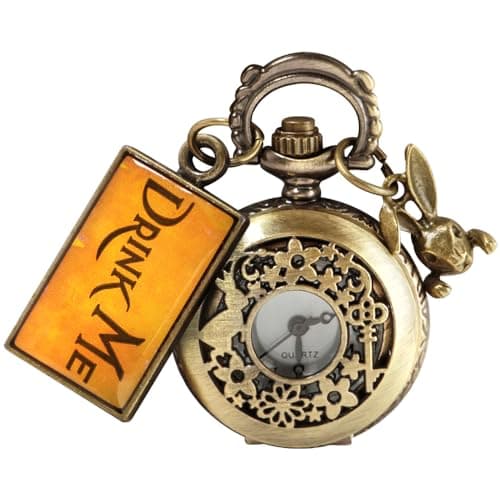 Image of Tiong Women's Little Quartz Pocket Watches Arabic Numerals White Dial with Necklace Pendant for Women's Girl's