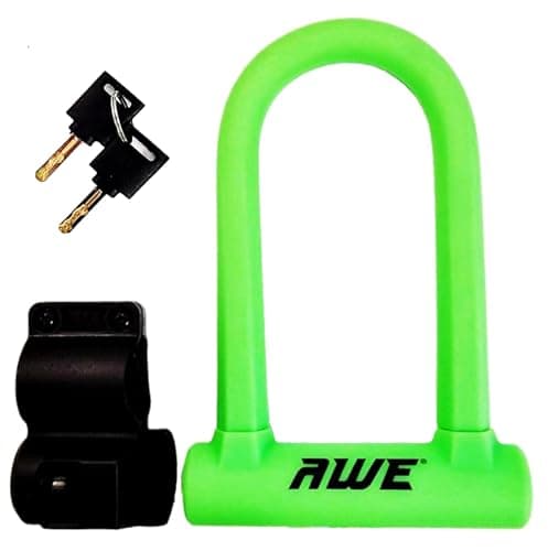 Image of AWE Silicone Hardened Steel 130mm x 210mm Bicycle Bike Shackle U Lock with Keys
