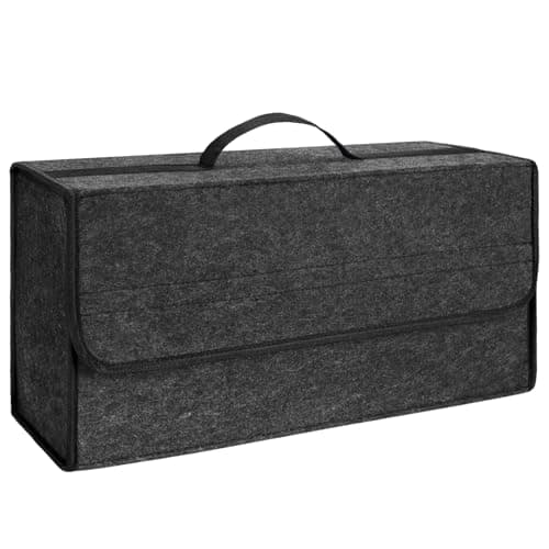 Image of Car Boot Organiser Bag,Foldable Car Boot Organiser Storage with Lid,Anti-Slip Felt Trunk Storage Bag for Tools & Interior Declutter,Boots Tidy Bags Trunk Organizer Box Suitable for All Vehicles (1Pc)
