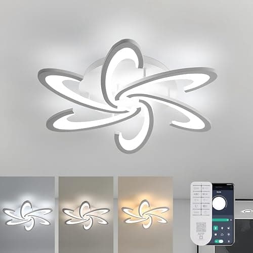 Image of Dorlink LED Ceiling Light Dimmable, Modern Ceiling Lights Living Room with Remote Control/APP, 54W 4860LM 3000K-6500K LED Ceiling Lights for Bedroom, White Ceiling Lamp for Kitchen Dining Room