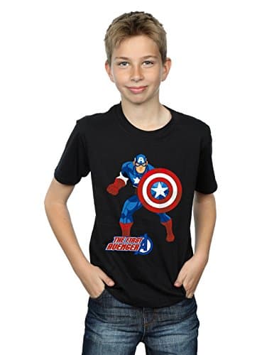 Image of Marvel Boys Captain America The First Avenger T-Shirt Black 7-8 Years