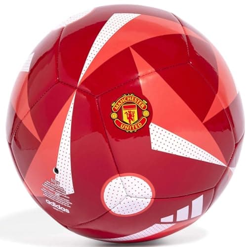 Image of adidas Unisex-Adult Manchester United Home Club Soccer Ball, MUFC Red/Bright Red/White, 5
