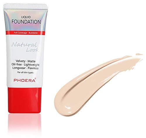 Image of AQUAPURITY PHOERA Full Coverage Foundation New Formula Waterproof Long Lasting Oil Free Velvet Matte Liquid Foundation for Oily Skin Flawless Makeup Base Cream Concealer (104B Sand Beige…)