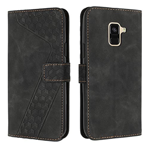 Image of OKZone Compatible With Samsung Galaxy A6 2018 Case, Wallet Case PU Premium Leather with Card holder Slots Magnetic Shockproof Protect Flip Cover Bookstyle Phone Cases Cover for Samsung A6 2018 (Black)
