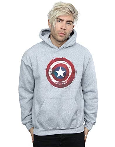 Image of Marvel Men's Captain America Splatter Shield Hoodie Sport Grey X-Large