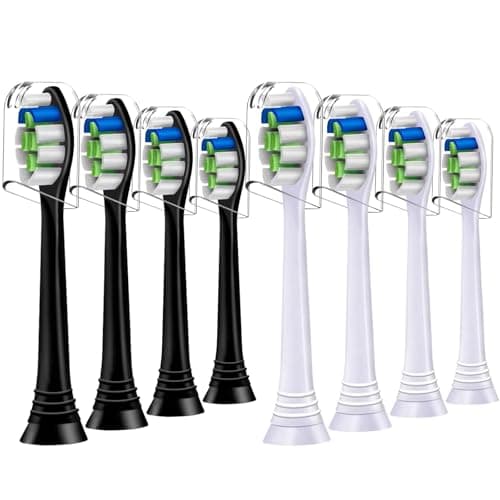 Image of 8 Count Replacement Toothbrush Heads Compatible with Philips Sonicare Electric Toothbrush, 4er White and 4er Black.
