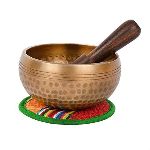 Image of Tibetan Hand Hammered Meditation Singing Bowl with Ethnic bag. For Mindfulness, Relaxation & Healing (Ham-Small) (B66)