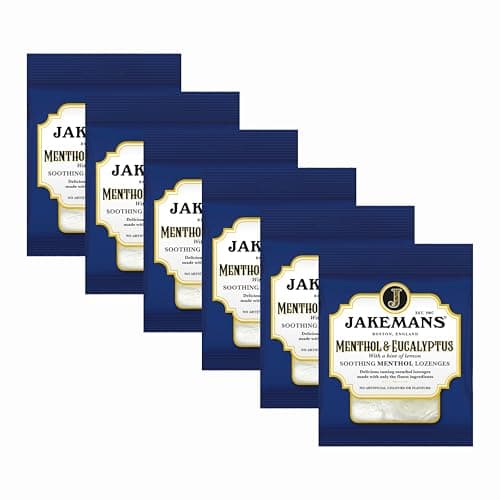 Image of Vellomart – Jakemans Menthol & Eucalyptus Soothing Lozenges 73g | Cooling Throat Relief Cough Drops | Refreshing Breath | Comforting Herbal Sweets (6)