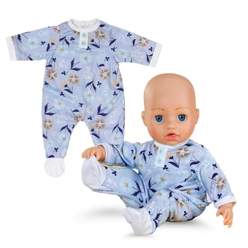 Image of Baby Annabell Blue Romper - Soft fabric with floral patterns - Fits any 43cm Baby Annabell & BABY born baby dolls doll clothing - Suitable for Children Aged 3+