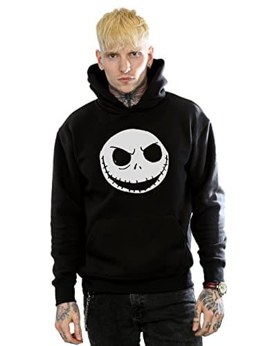 Image of Disney Men's Nightmare Before Christmas Jack Skellington Face Hoodie Medium Black