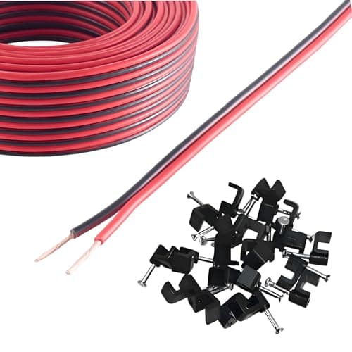 Image of 25M Long Reulin Strand Speaker Cable, 25 M Wire for Home HiFi/Car Audio 0.75mm² 24x0.2 CCA (Black & Red, 25 Metres)