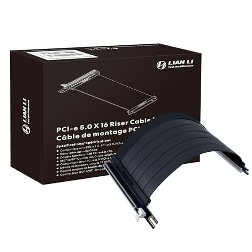 Image of Lian Li - PCIE 5.0 Riser Cable Premium PCI-E 16X 5.0 Double Bandwidth Extender Riser Cable Length 200 mm;7.87 Inch. Compatible with PCIe 4.0, Black (PW-PCI-520X)