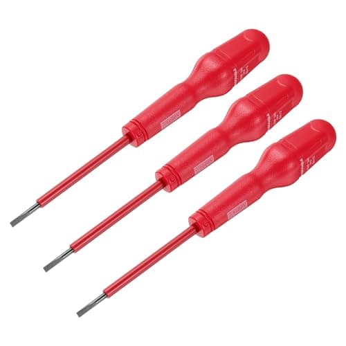 Image of sourcing map 3pcs 1000v Insulated Electrician Screwdriver 3x75mm CR-V Magnetic Slotted Flat Head Insulation Screwdrivers, Red