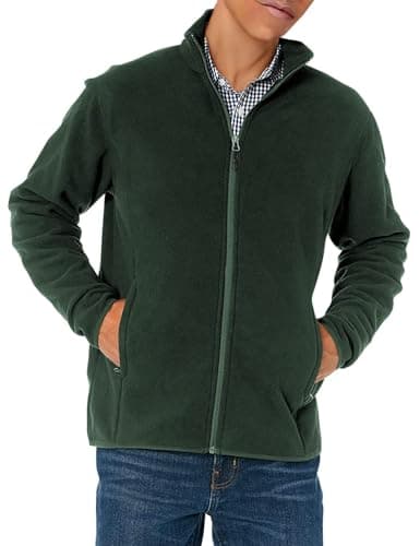 Image of Amazon Essentials Men's Full-Zip Fleece Jacket (Available in Big & Tall), Forest Green, XL