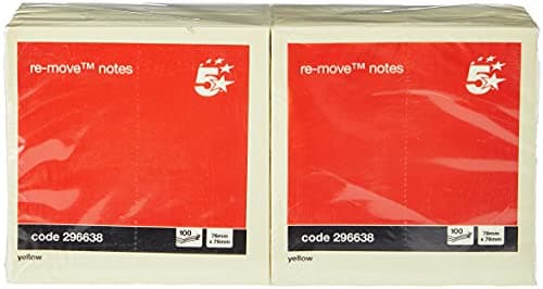 Image of 5 Star Sticky Notes Yellow 76x76mm 100 Sheets per Pad 12 Pack Office Supplies Teacher Supplies Sticky Notes Set Repositionable Pad