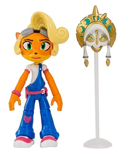 Image of Crash Bandicoot Bandai Action Figures Coco Bandicoot With Mask | 11cm Coco Bandicoot Toy With Mask And Stand Accessories | Collectable Figures As Merchandise And Video Game Gifts,Blue,white