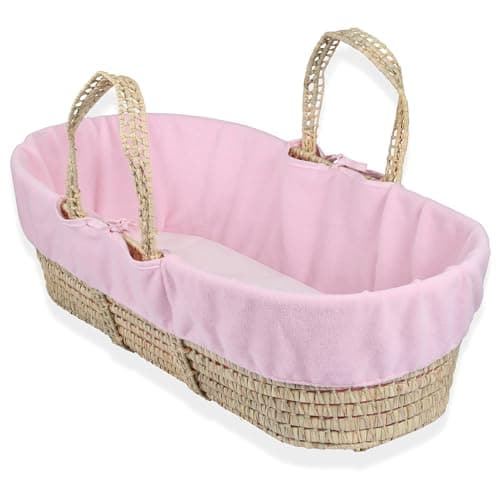 Image of Clair de Lune Fleece Liner/Dressing for Moses/Wicker Basket (Pink)