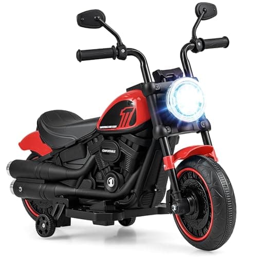 Image of COSTWAY 6V Kids Electric Motorcycle, Ride on Car with Headlight, High/Low Speed, Battery Powered Vehicle Toy for 18+ Months (Red)