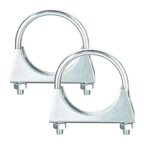 Image of 2 Pcs 45mm(1-3/4") Exhaust Clamp, Muffler U-Bolt Clamps, Special Clamp for Exhaust Pipe U-Shaped Galvanized Pipe Clamp for 45mm Diameter Exhaust Tail Pipe Clamps