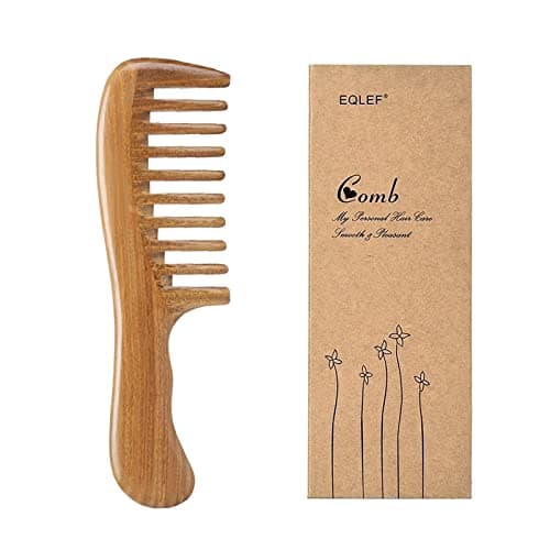 Image of Green Sandalwood Wide-Tooth no Static Handmade Comb, Quality Wooden Curls Comb (Wide-Tooth Comb)