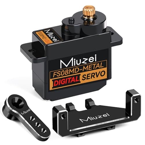 Image of Miuzei RC Micro Servo Motor: 12g Metal Copper Gear ES08MA II Digital Servo Motor for SCX24 AX24 Car 1/24 Boat Robot Arm 6V 180° Servo Mini Steering Servo Model Building with Horn Bracket