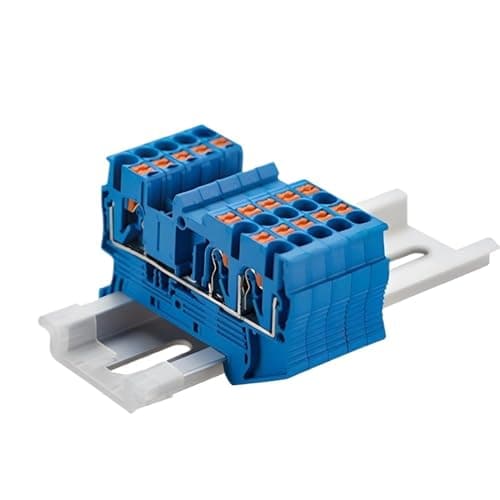 Image of Terminal Block Din Rail Mount PT 2.5-Twin 3 Conductors Push in Spring Screwless Feed Through Wire Conductor 10pcs Wire Connector(Orange)