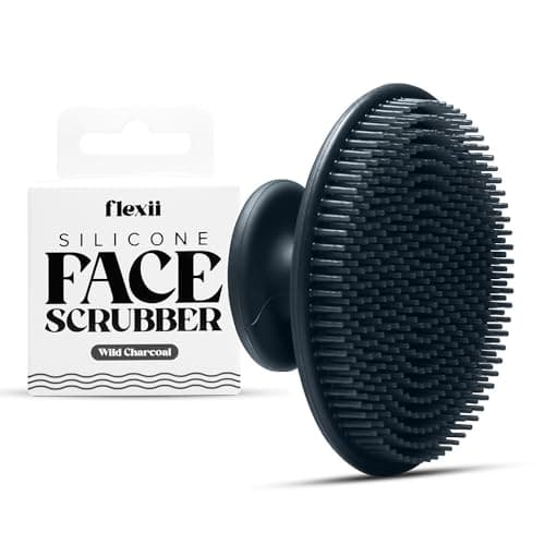 Image of flexii® Silicone Face Scrubber - Gentle Face Scrubber for Sensitive Skin, Face Wash Brush, Facial Cleansing Tool, Baby Hair Brush, Soft Facial Exfoliator for Men and Women - Charcoal