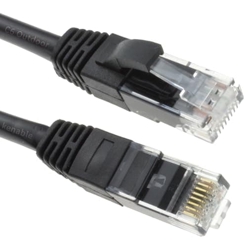 Image of kenable Outdoor External CAT6 Copper UTP Network Cable Gigabit Ethernet Patch Lead Weatherproof UV Resistant PE Jacket Black 10m