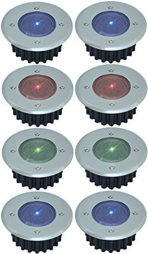 Image of White or Colour Changing Stainless Steel Solar Powered Outdoor LED Deck Decking Lights Waterproof Weather Resistant - Pathway Garden Deck Lawn Patio or Driveway Lights (Multi, x 8)