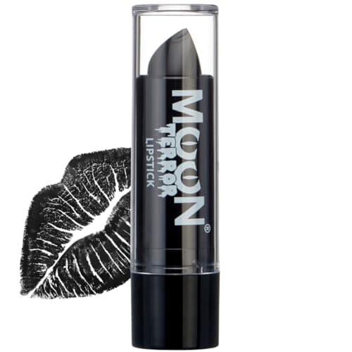 Image of Moon Terror Black Lipstick | Midnight Black Halloween Lipstick | SFX Make up, Special Effects Make up Halloween Makeup Wednesday Addams Makeup Look | 4.2g