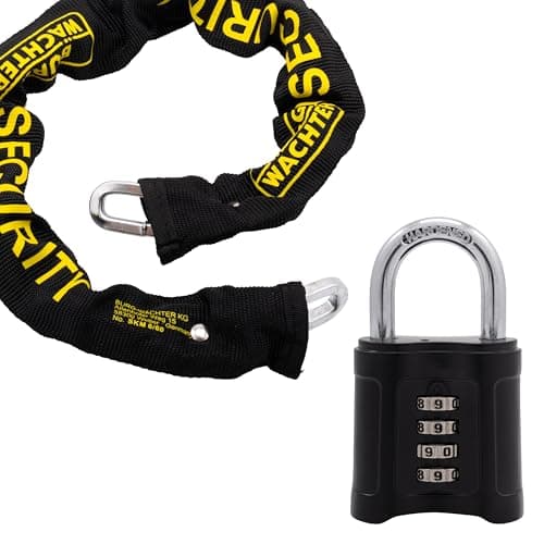 Image of Burg Wächter SKM 6/60 CPL Burg Wachter 60cm 6mm Security Chain & Combination Padlock, Black