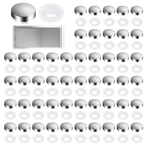 Image of Kasoud Silver Screws Cover Caps, Round Plastic Mirror Screws Chrome Coated Screw Caps Decorative Mirror Screws Bolt Dome Caps Toilet Screws Decorative Cap Covers (50)