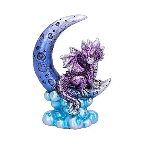 Image of Nemesis Now Purple Crescent Moon Dragon Figurine 11.5cm – Fantasy Dragon Ornament – Hand-Painted Resin Collectible