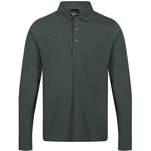 Image of Regatta Professional Mens Pro 65/35 Classic Long Sleeve Polo Shirt - Perfect for Workwear or Casual Dark Green