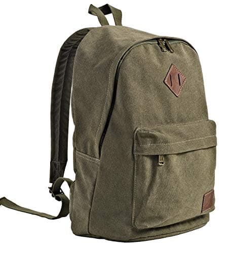 Image of seemeroad Canvas Vintage Backpack Lightweight Travel Daypack Laptop Backpack College Student Rucksack for Men Women (Army Green)