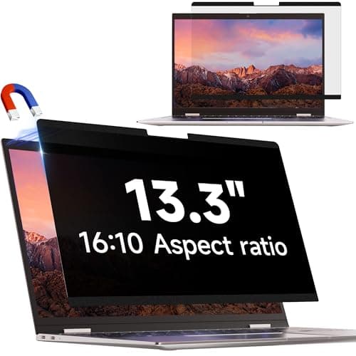 Image of IPROKKO Magnetic Privacy Screen 13.3 Inch for Hp/Dell/Acer/Lenovo/ThinkPad/Asus/Sony, Removable 16:10 Aspect Laptop Privacy Shield, Anti Blue Light Glare 13in Laptop Privacy Filter