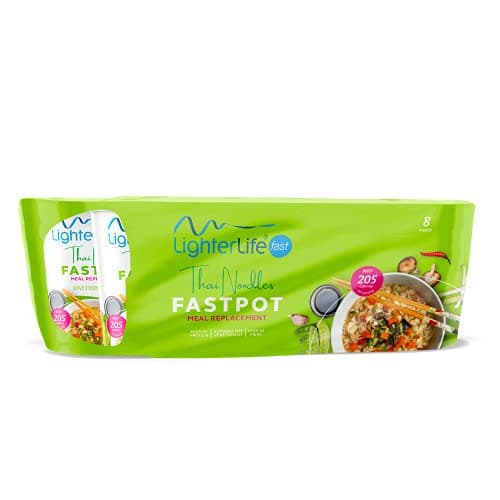 Image of LighterLife Fast Thai Noodle Fastpot, Weight Loss Meal Replacement Meal Pot, High in Protein with 25% of RDA Vitamins and Minerals, Tray of 8 x 55gram Servings