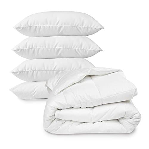 Image of SleepyNights Hollowfibre Polycotton Double 10.5 Duvet and 4 Spring Bounce Back Pillows Set – Double 10.5 tog All Season