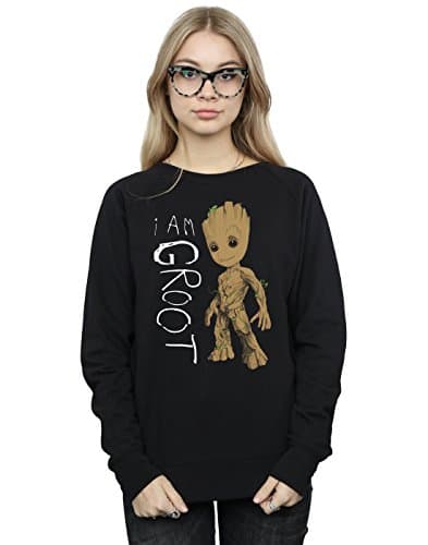 Image of Marvel Women's Guardians Of The Galaxy I Am Groot Scribbles Sweatshirt Black Medium