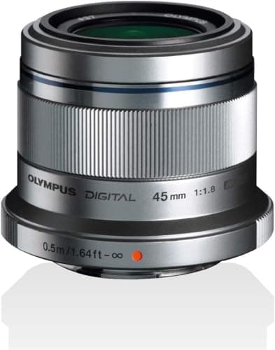 Image of Olympus M.Zuiko Digital 45 mm F1.8 Lens, Fast Fixed Focal Length, Suitable for All MFT Cameras (Olympus OM-D & PEN Models, Panasonic G-Series), Silver