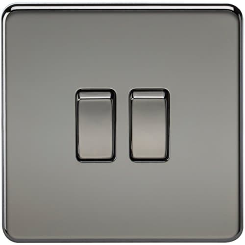 Image of Knightsbridge SF3000BN Screwless 10 A 2-Gang 2 Way Switch, Black Nickel