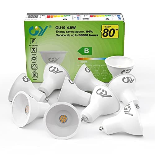 Image of GY GU10 LED Bulb 4.9W 780lm Warm White 3000K Energy Saving LED Bulb,The New UK Energy Efficiency Class B Replaces 80W, 110°Beam Angle Non-Dimmable, 10 Pack