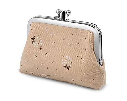 Image of SCSpecial Coin Purses Floral Kiss-Lock Change Pouch Canvas Clasp Closure Wallet for Women