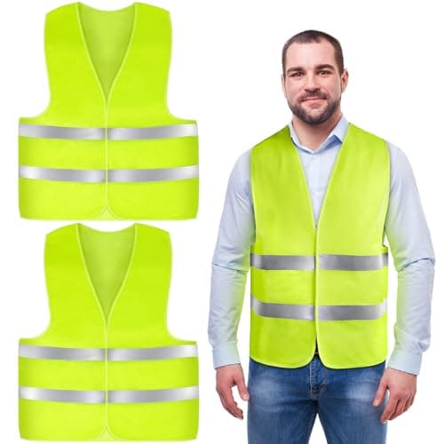 Image of AYBUY 2 Pack Hi Vis Vests,High Visibility Vest,Safety Reflective Jacket Adjustable High-Visibility Gilet for Adult Men Women,Fit Traffic Work,Running,Surveyor,Fluorescent Yellow-Green