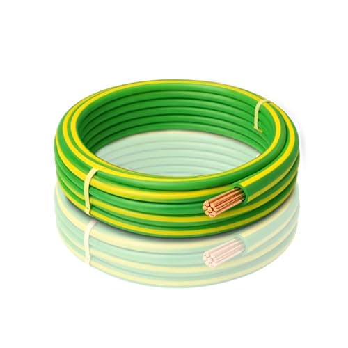 Image of LampStation Single Core 1.5mm² 450/750V Green/Yellow Round PVC Cable 6491X - Stranded Copper Earth Cable for Lighting Circuit CPC & Internal Earthing - BASEC Approved - 1 Metre