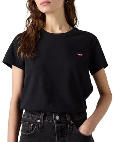 Image of Levi's Women's The Perfect Tee- Core Chesthit Logo T-Shirt, Mineral Black, XXS