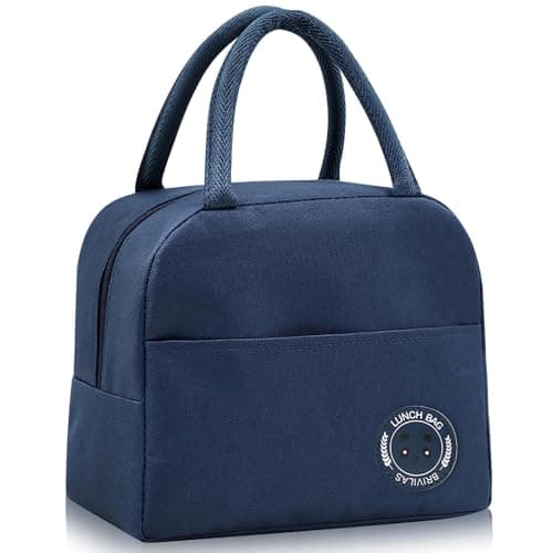 Image of lohey Insulated Lunch Bag, Thermal Lunch Box for Adult Kids, Water-Resistant Small Cool Bag Leak-Proof Lunch Organizer for Work, School, Picnic (Navy Blue)